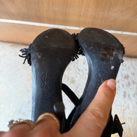 Pre-Loved Joie Black Suede Sandals with Fringe - Size 37 - Picture 6 of 7